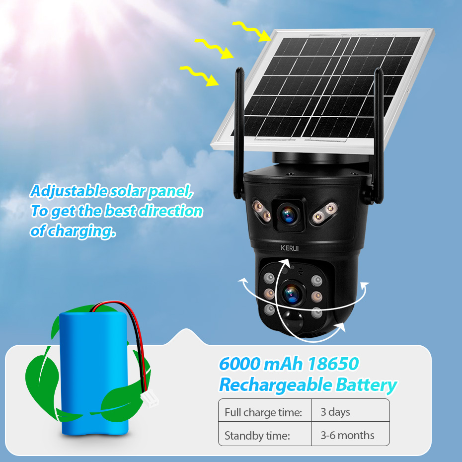 Home Security Monitoring System - KERUI 6MP 4G SIM WiFi Solar