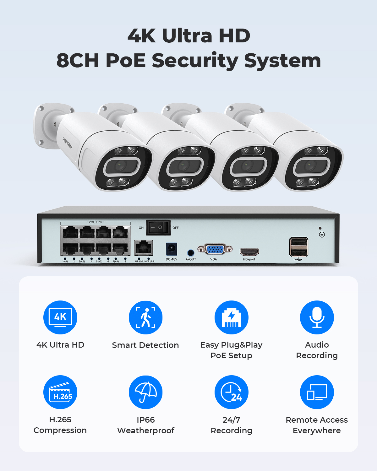 H.View 4K 5Mp 8Mp Poe CCTV Sec - Home Security Monitoring System review and price